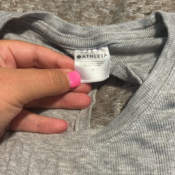 Athleta Light Gray Ribbed Top - Picture 2 of 4